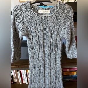 Zara Women’s Sweater Dress - Gray - 3/4 Sleeve - Wool And Alpaca Blend - Medium